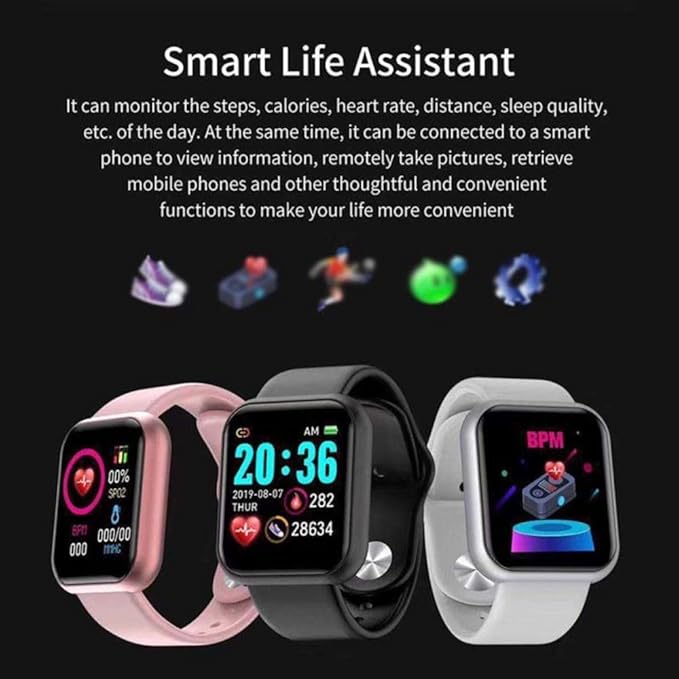 D20 Bluetooth Wireless Smart Watch Fitness Band (Black)