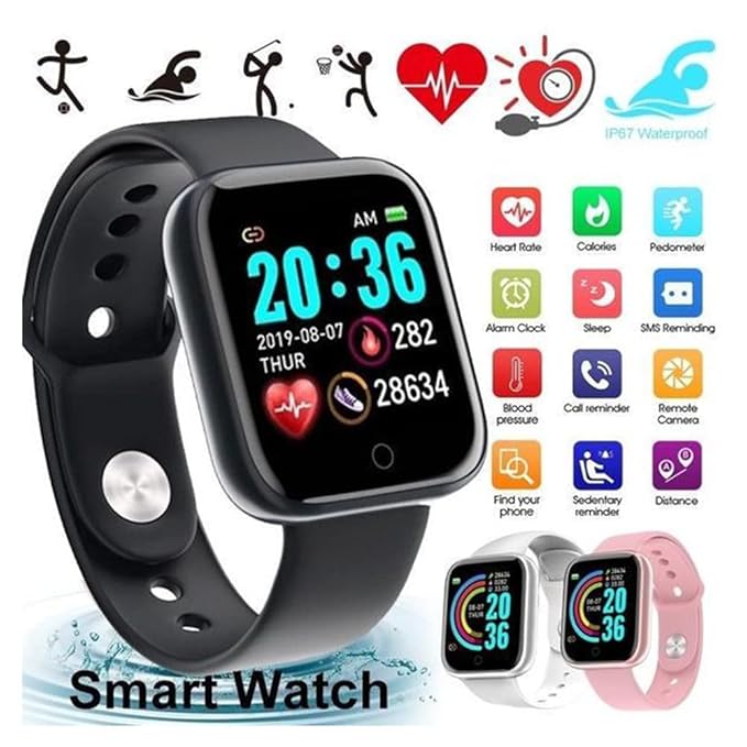 D20 Bluetooth Wireless Smart Watch Fitness Band (Black)