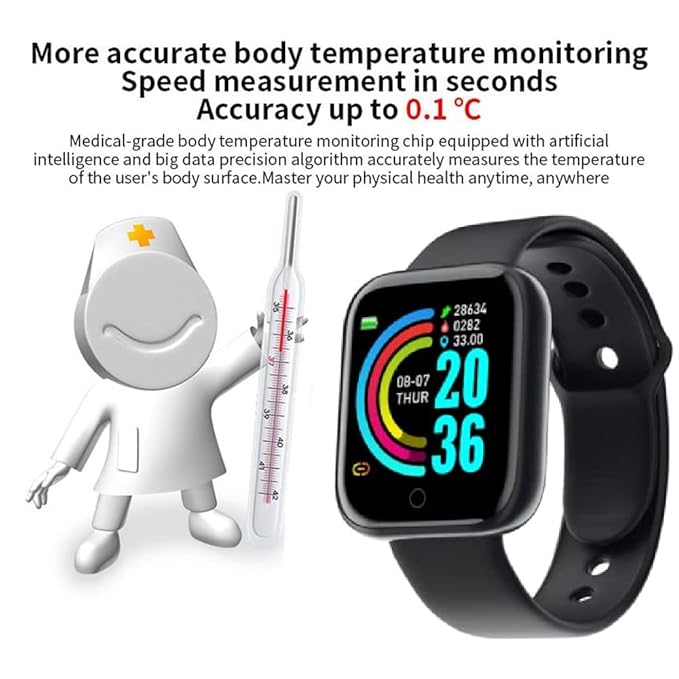 D20 Bluetooth Wireless Smart Watch Fitness Band (Black)